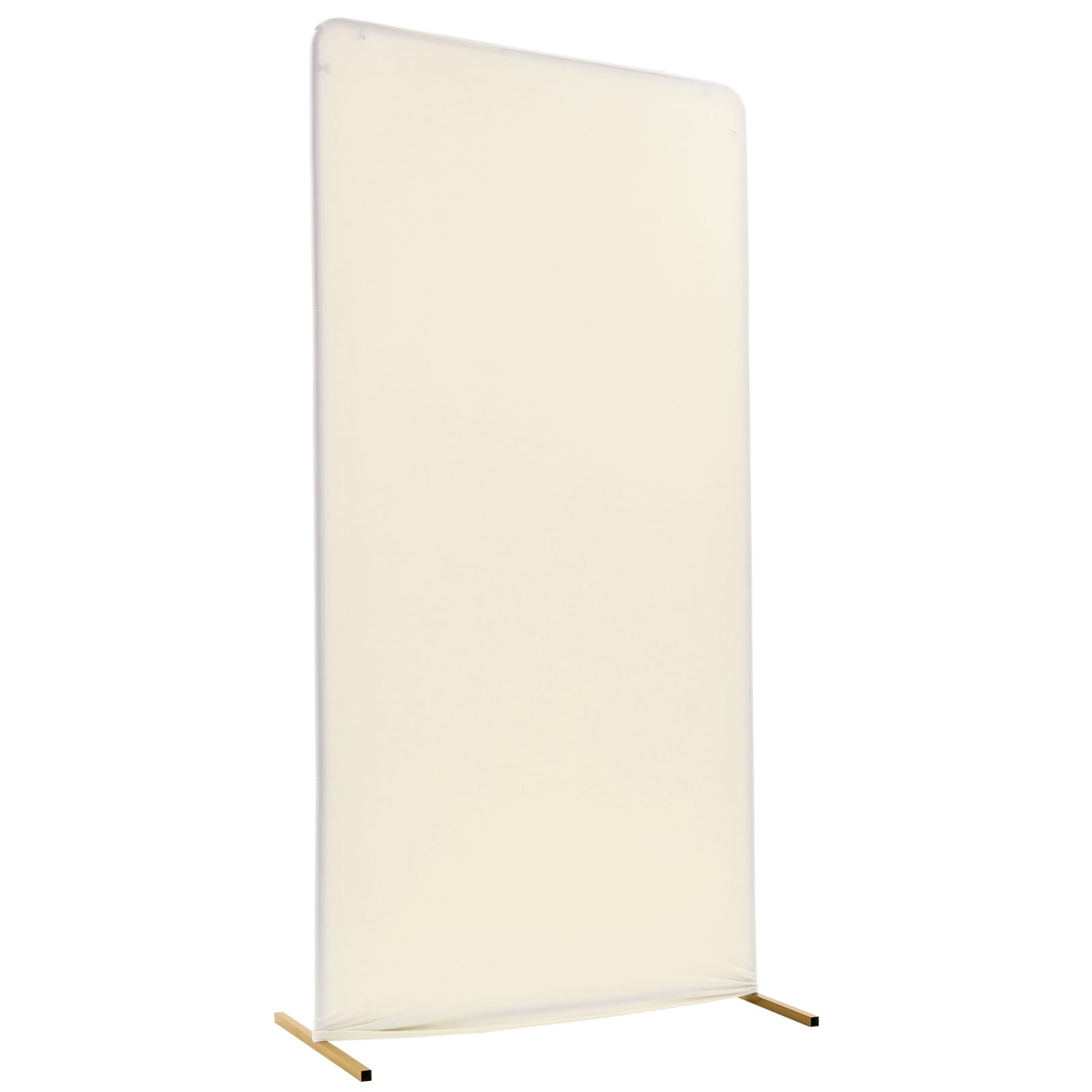 OUKANING Hochzeitsbogen Gestell 1x2m, Aus Eisen Und Elastischer Stoff, Metallbogen Rectangle, Bogen Für Hochzeit, Partys, Dekorativer Hintergrund (Gold Halterung+beige Abdeckung)