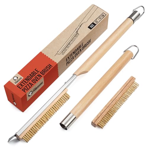 Chef Pomodoro Brosse de four à pizza - Poignée réglable (55-87,7 cm), accessoires de nettoyage pour four à pizza d'extérieur