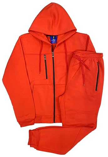 Men’s Warm Winter Tech Fleece Sweat Jacket Sweatpants Jogger Outfit