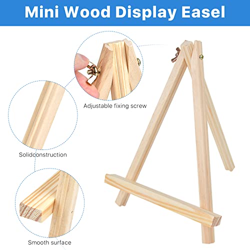 Worldity 10 Pack 9 Inches Tabletop Easels For Display, Mini Natural Wood Art Easel Tabletop, Art Craft Painting Easel Stand For Artist Adults Students, Table Top Easel For Card, Crafts, Sign, Photos #TOP2