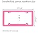 License Plate Frame, Simchoco Pink License Plate Frame 2 Pcs 4 Holes Matte Aluminum Frame with Chrome Screw Caps for US Vehicles
