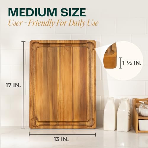 Tabla de cortar de madera de Acacia 43x33x3.8 cm miniatura 4