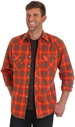 Wrangler Men's Retro Orange Plaid Shirt 