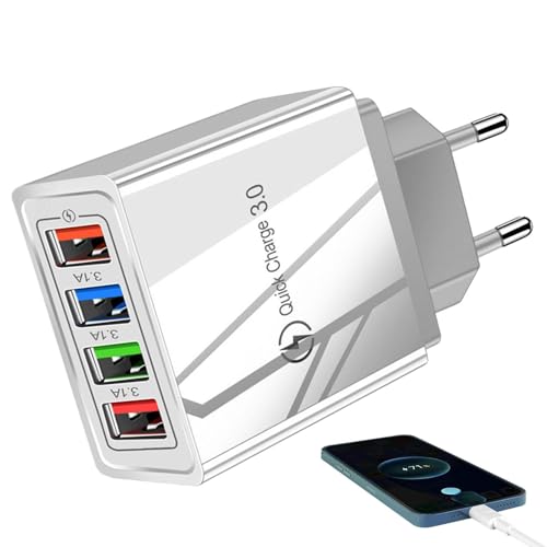 Chargeur de téléphone, tête de Chargement | Chargeur Mural de téléphone Portable 4X Plus Rapide - Adaptateur USB à Chargement Ultra Rapide, chargez Quatre appareils à la Fois pour Smartphones