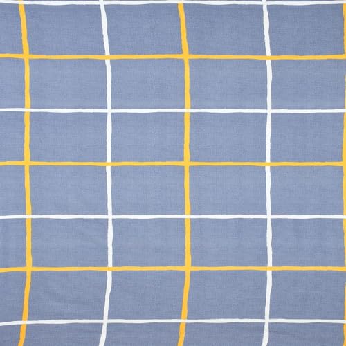 Image of KAWI Glace Cotton Single Bedsheet Elastic Fitted Glace Cotton Heart Print with 1 Pillow Cover,200 TC (Size 72X48X up to 6 Inches Mattress) - Light Blue Print
