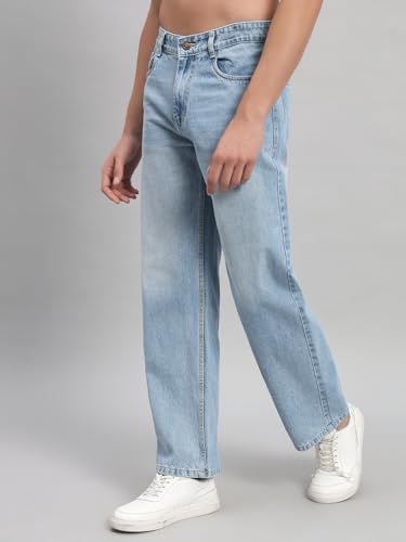 Image of Men Baggy Jeans Cotton Blend Loose Fit High Rise Denim Pants for Men | Stylish Casual Streetwear Jeans Pant for Man | Comfortable Everyday Wear
