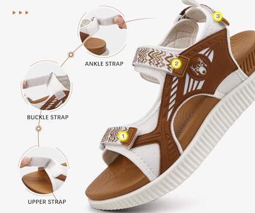Image of KuaiLu Womens Orthopedic Walking Sandals with Comfortable Arch Support Plantar Fasciitis Relief Summer Outdoor Hiking Sport Recovery Adjustable Strap Athletic Chunky Cushion Shoes