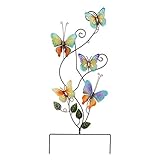 【Einzigartiges Design】Dieses einzigartige dekorative Ornament verfügt über mehrere auffällige helle Schmetterlinge mit grünen Blättern und Pfählen. Regenbogenfarben lassen Ihre Wohnkulturdekoration bunter und federnder aussehen.