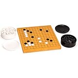 Yellow Mountain Imports Go Game Set with Reversible (13x13 | 9x9) Shin Kaya Go Board (0.8-Inch Thick) and Single Convex Stones