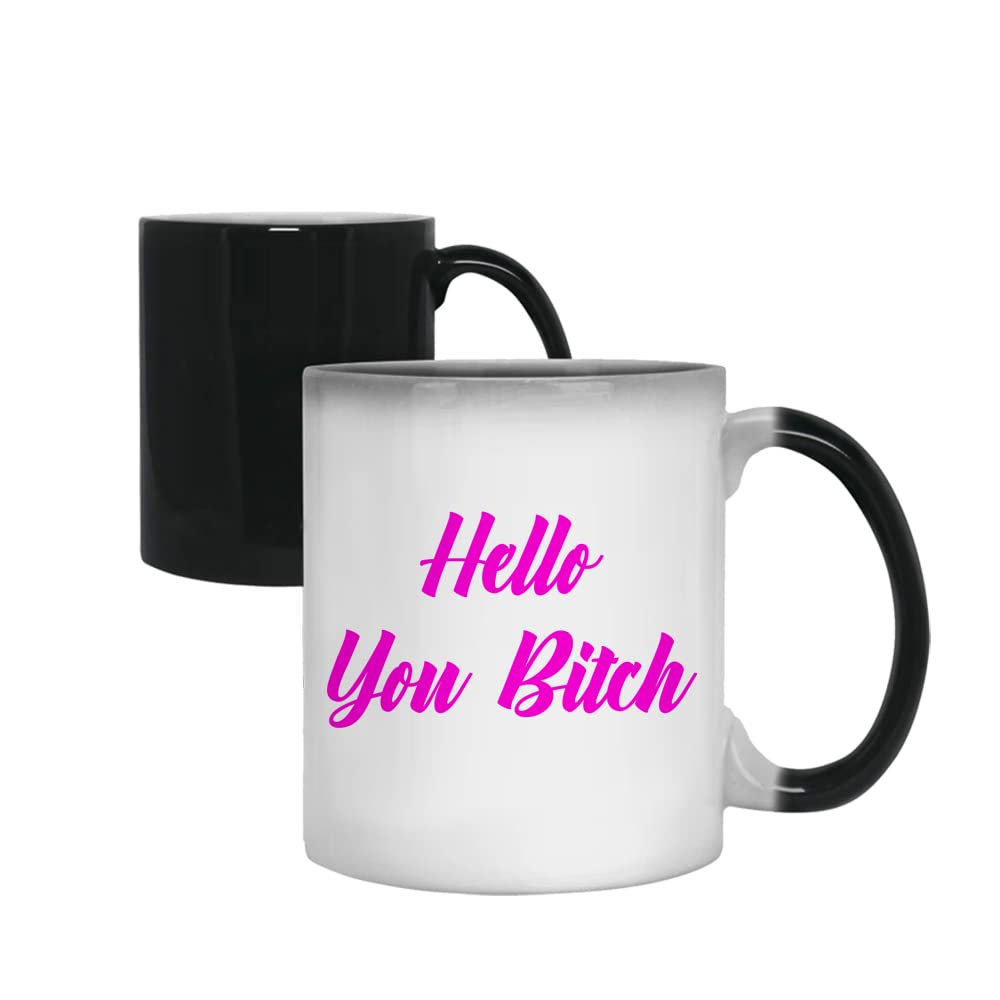 Getagift Hello You B**tch - Funny Rude Mug - Message Appears on Pouring in hot Liquid - Novelty Gag Joke Secret Santa Stocking Filler - ONE Mug Supplied