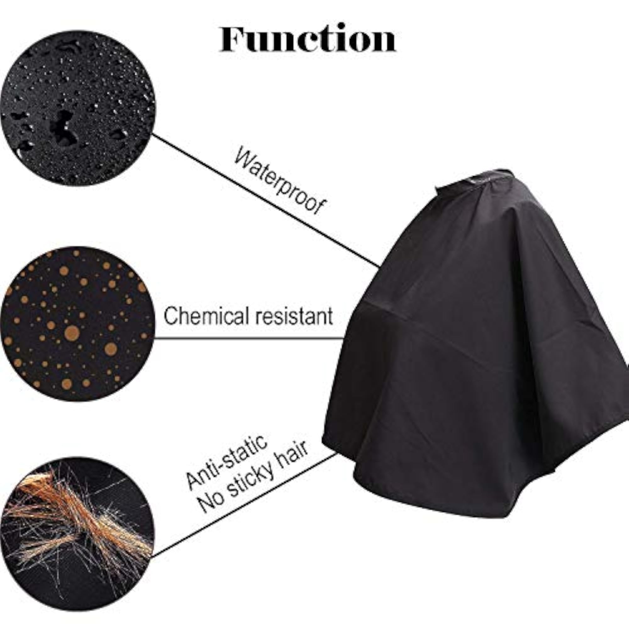 Black Waterproof Salon Hair Cutting Cape for Women