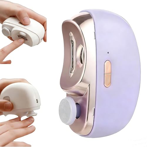 3 in 1 Automatic Electric Nail Clippers with Polishing, 2026 New Two Speed Adjustment for Toes, Safe and Comfortable Nail Clippers, Nail Clippers with Light for Kids and Adults (Purple)