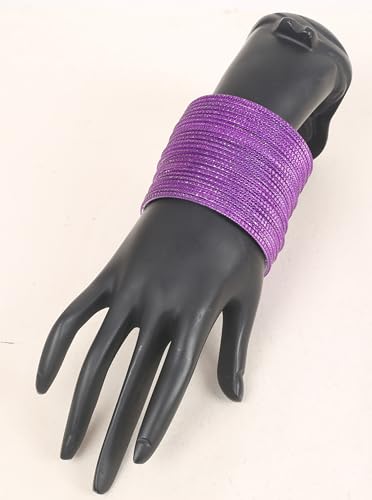 Touchstone Pastel Color Bangle Collection Indian Bollywood Hand Drilled Silver Tinge Designer Jewelry Bracelets Bangle. Set of 24. For Women.2