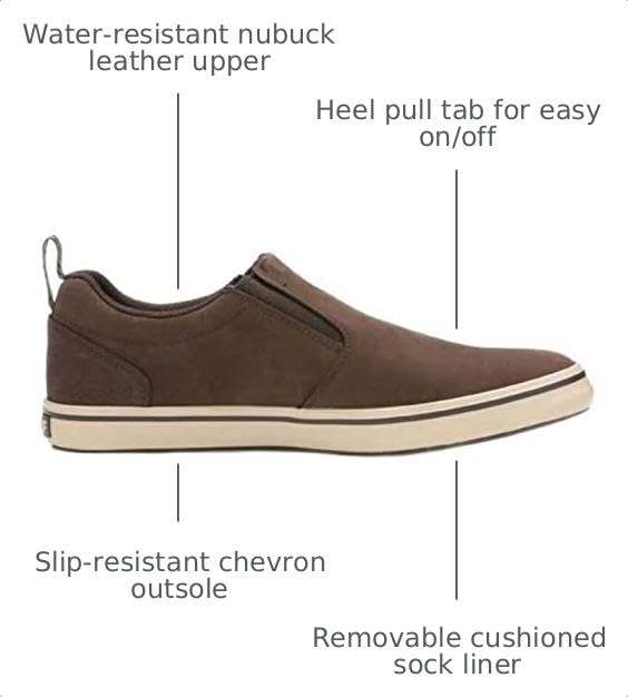 Image of XTRATUF Sharkbyte Men's Nubuck Leather Deck Shoes, Chocolate (22501-BRN-140)