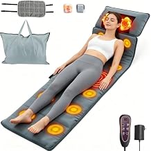 Full Body Massage Mat with Heat, Back Massage Pad with Detachable Neck Massager, with 10 Vibration Motors, Multifunctional Body Massager Fathers Days Gift for Dad