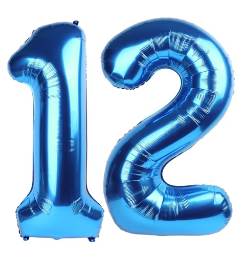 Dark Blue 12 Number Balloons 12th Birthday Decorations for Boys Girls 21 Number Balloons 40 Inch Ballon for Marriage Proposal Engagement Anniversaries Celebration Party