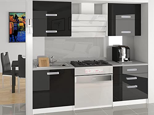  MELIOR  Cucina Completa Modulare Lineare L 120cm 4 pz  Piano di Lavoro Incluso  Set di mobili da Cucina Lucido