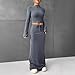 CNPOLOOK Women's Y2K 2 Piece Maxi Skirt Set Long Sleeve Turtleneck Crop Top Bodycon Drawstring Fishtail Skirt 2025 (Grey,XL,X-Large)