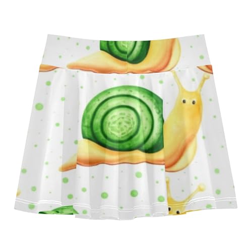 Girls Skorts Athletic Shorts Skirts with Shorts Navy Pleated Cute Cartoon Snails 3t2