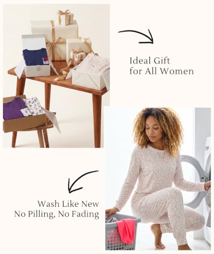 Image of GYS Bamboo Viscose Sleep Sets for Women Long Sleeve Crew Neck Pajama Sets with Pockets