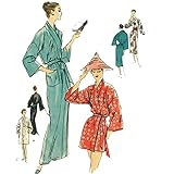 Vogue 1950er Schnittmuster, einfacher orientalischer Bademantel, Bademantel, Kimono, Schwarz und Weiß (V8803)