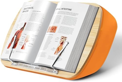 Bean Bag Book Stand, Comfortable Cushion Book Holder Reading Stand for Sofa, Bed, Desk, Hands-Free, Gift for Book Lovers, Compatible with Laptop and Tablet (Orange)