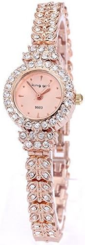 Kinggril Full Diamond Rose Gold Sallow Analog Quartz Bracklet Watches for Women