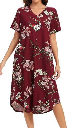 Image of Kabento Womens Short Sleeve Long Nightgowns Sleepwear