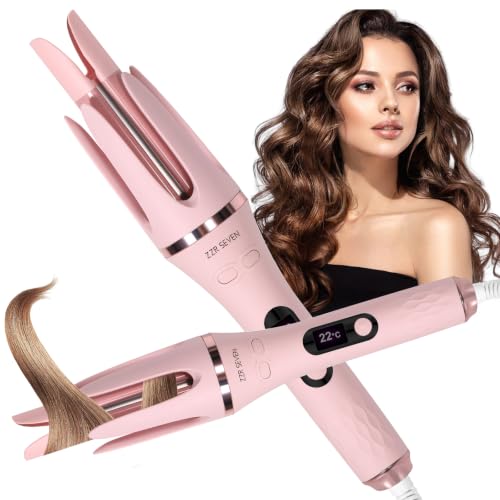 Automatic Curling Iron, Hair Curler, Curling Wind | 1.25 Inch with 4 Temp. Options, 10S Fast Heating, Anti-Scald-Tangle, Dual Voltage for Travel (Pink, 166)