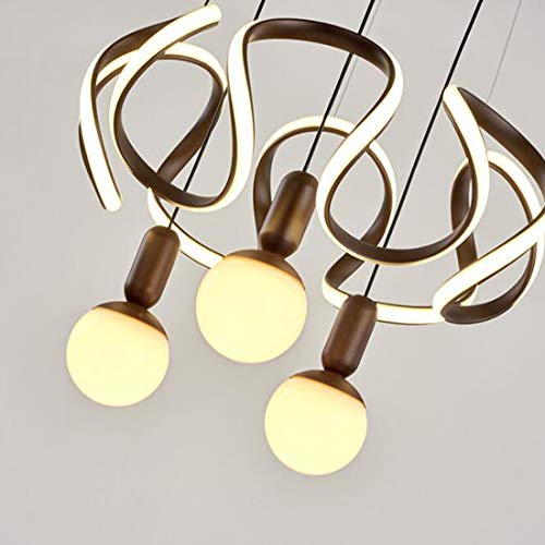 Lampe suspendue LED 3 têtes marron à intensité variable pour éclairage de chambre