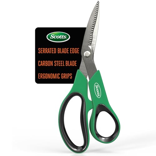 Scotts 8 in. All-Purpose Steel Garden Utility Shears with Serrated Blades &ndash; Comfort Grip Yard and...