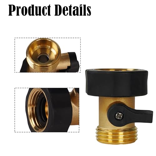 Hourleey Garden Hose Shut Off Valve, Heavy Duty 3/4 Inch Solid Garden Hose Shut Off Valve with 2 Extra Rubber Washers - Thumbnail 4