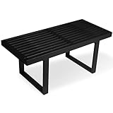 Banc en bois Nelson à lattes en bambou, petits bancs en bois pour entrée, salon et salle à manger, cuisine, chambre, salle de bain, couloir, porte d'entrée, pour intérieur et extérieur, décoration