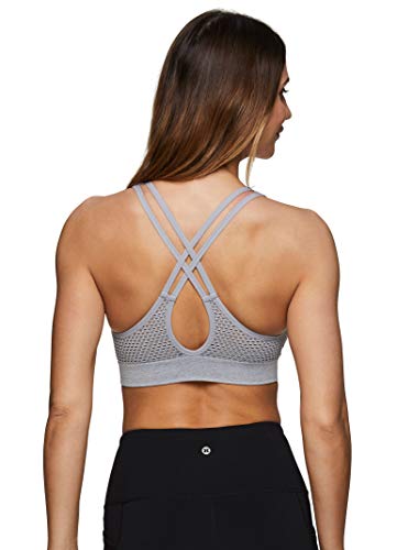 Rbx Active Women's Seamless Removable Pads Ventilated Mesh Racer Back Low Impact Sports Bra S21 Grey S #TOP1