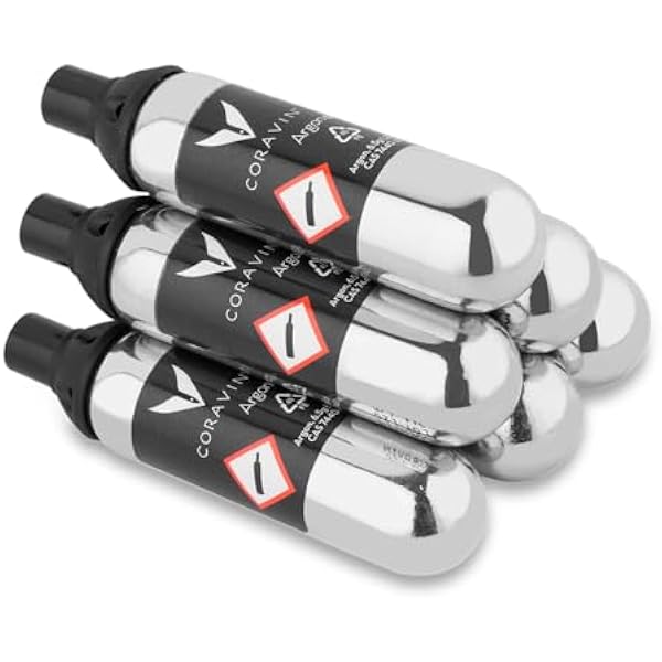 Coravin - Argon Gas Stainless Steel Capsules Do stosowania z systemem konserwacji wina Coravin Jedna kapsułka konserwuje do 15 kieliszków 6 sztuk