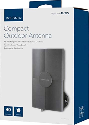 Insignia NS-ANT20DA Compact Outdoor Amplified TV Antenna - Gray