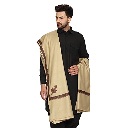Image of SWI WITH LABEL Men's Embroidered Fine Acrylic Shawl | Men's Shawl Inspired by intricate traditional Kashmiri embroidery work | Felicitation Shawl to honor chief guests