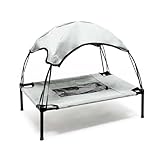 Wiltec Hundebett mit Dach Grau 91 x 76 x 16 cm Größe L bis 35 kg Outdoor Katzenliege Haustier Schlafplatz Sonnendach