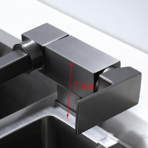 Grifo de cocina de latón giratorio gris plegable 3 en 1 para fregadero 4