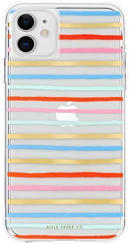 RIFLE PAPER CO. - Case for iPhone 11 - Gold Foil Accents - 6.1 inch - Happy Stripes