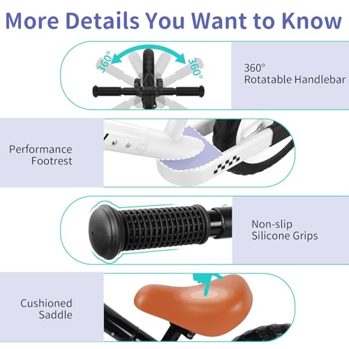 BELEEV C3 Laufrad ab 2 Jahre Mädchen Jungen mit Tragegurt, Höhenverstellbar Sitz und Lenker, LED Leuchträder, Beschreibbare Plakette, Fußstütze, 12 Zoll Laufräder, Geschenk Baby Balance Bike 2-6 Jahre