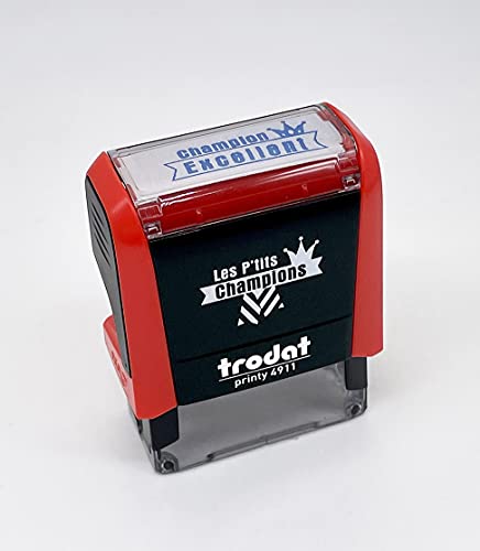 Trodat Tampon encreur enseignant Les P'tits Champions - Champion Excellent - Encre bleue - l'impression 38 x 14 mm B14991.11