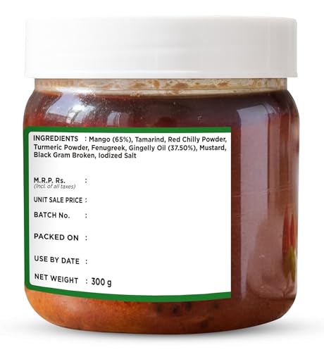 Image of Delight Foods Mylapore Iyer's Mango Thokku Pickle 300g | Traditional Tamil Nadu Rice Mix | Made with Pure Gingelly /Sesame Oil | Homemade Style Pickle | No Preservatives