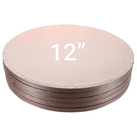 Culpitt Cake Boards, 12" Rose Gold Cake Drum, Round 12 Inch (305mm) 0.5 Inch (13mm) Thick - Pack of 5 Boards Cover
