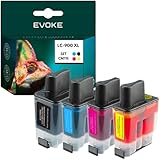 Volume du paquet : 70 ml EVOKE LC900 Kit d\'encre compatible avec Brother DCP-110C DCP115C MFC410CN (Kit CMYK) 2150 Pages 70 ml