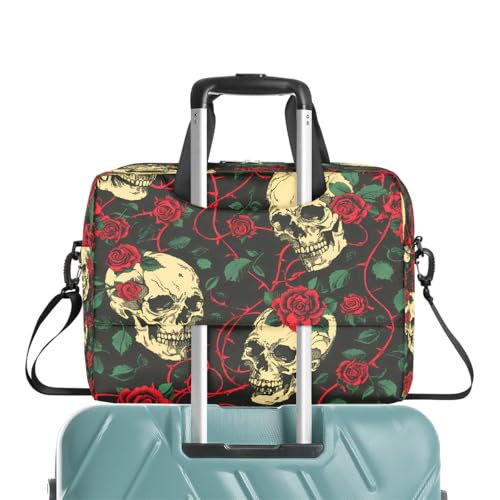 Bolsa para laptop con diseño retro floral y calaveras miniatura 7