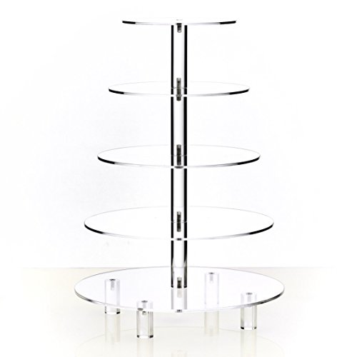 Hayley Cherie 5-Tier Round Cupcake Stand - Acrylic Tiered Cake Stand - Dessert