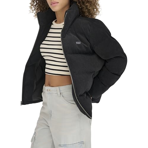 Levi's Women's Zoe Puffer Jacket (Standard & Plus Sizes), New Black Corduroy, Small by Levi's - Used condition - Image 2