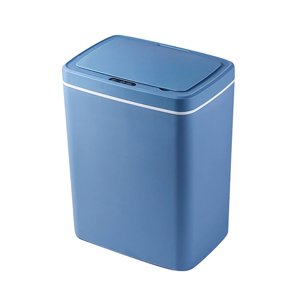 Smart Sensor Trash Can, Automatic Waste Paper Basket with Lid Touch Sensing Mute Opening and Closing Living Room/kitchen/bedroom/bathroom(Blue,14L)