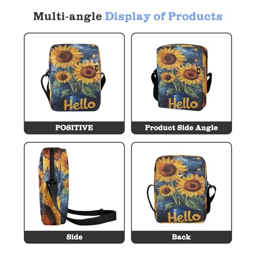 Sunflowers Art Asthetic men's messenger bag cross body bag for woman Women's Purses Adjustable Strap for business Shopping4